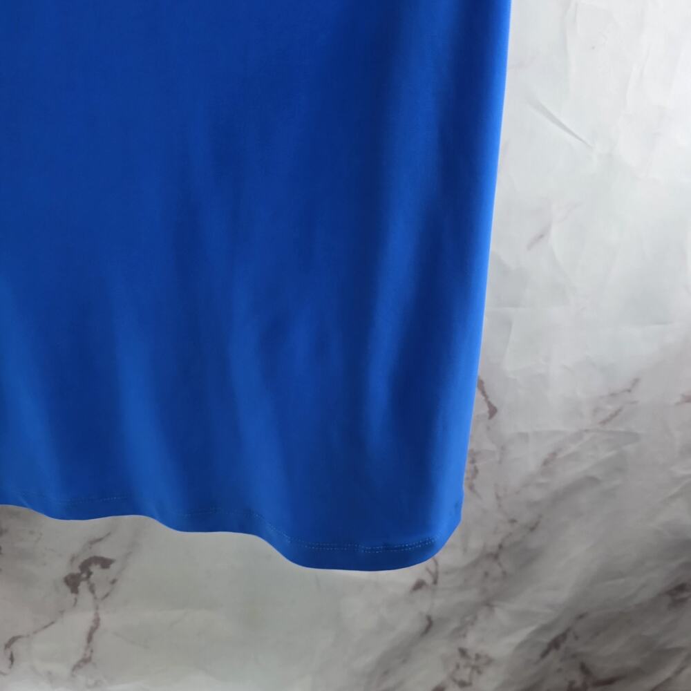 Clara Sun Woo Shirt Womens Large Blue Blouse Cut Out Cobalt Liquid Knit - Picture 4 of 11